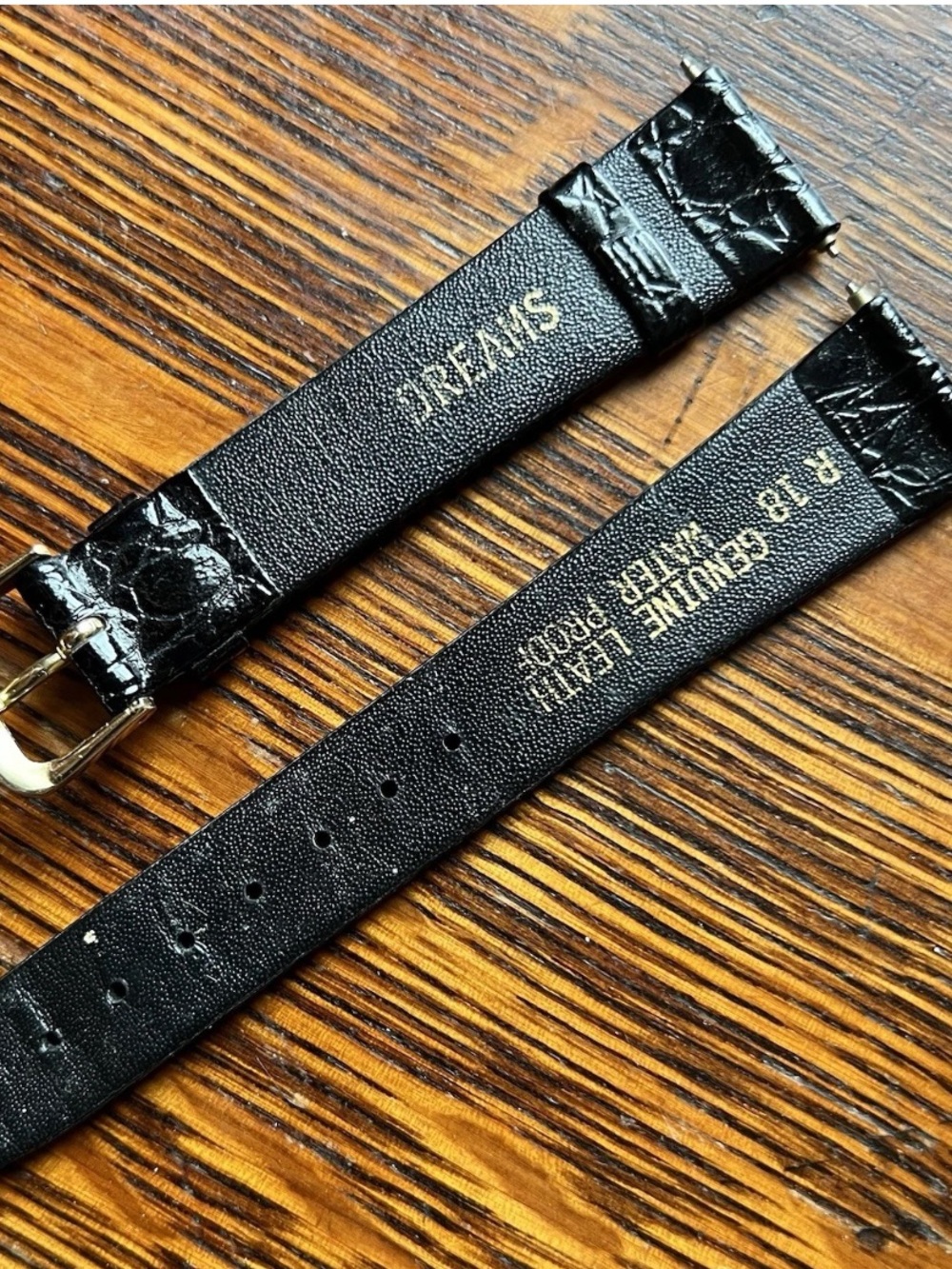 Dreams Vintage Black Genuine Leather Watch Strap for Men 18mm